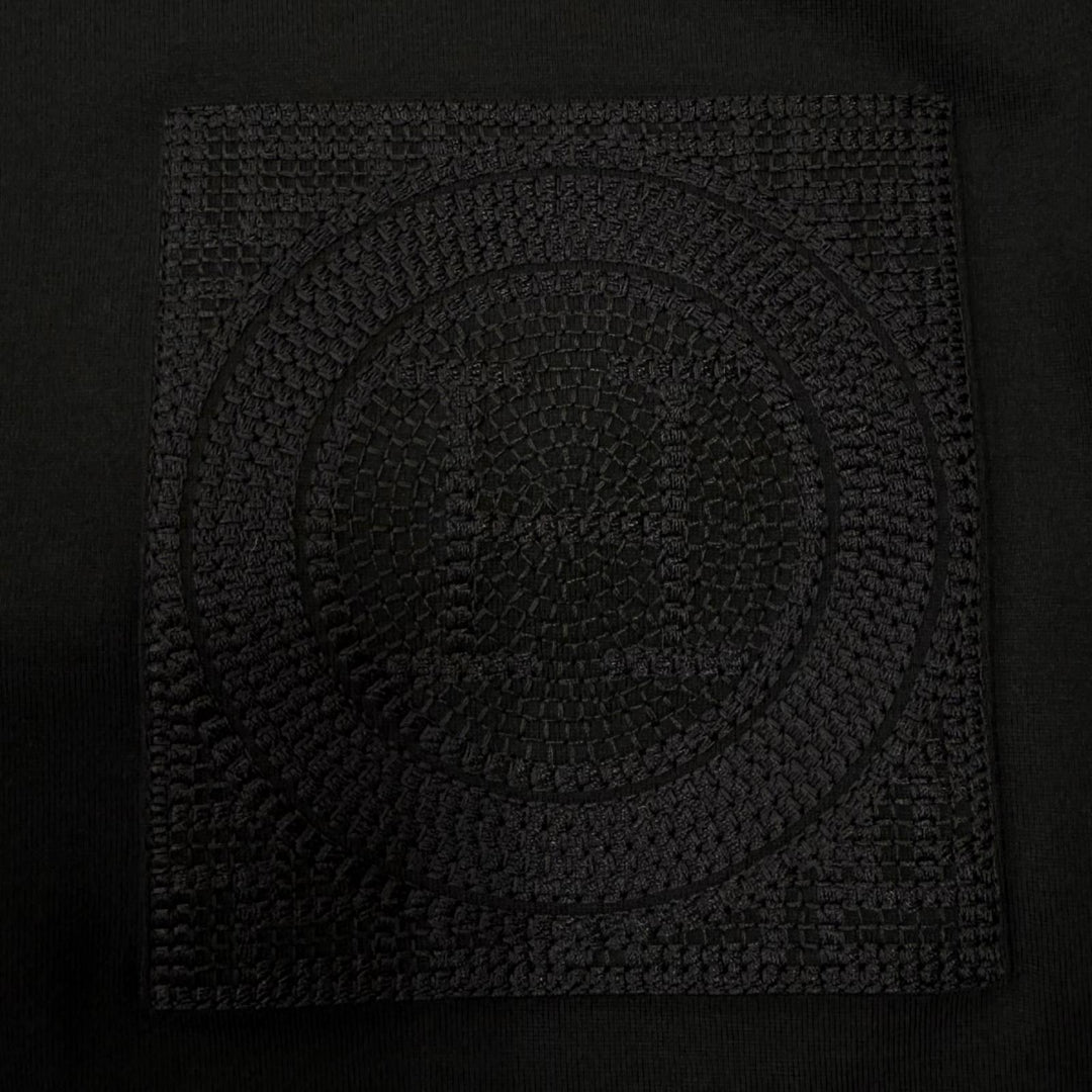 未使用品★HERMES エルメス 24AW コットン100％ 刺繍入りポケット 半袖 Tシャツ ワンピース ブラック 34 イタリア製 正規品 レディース
