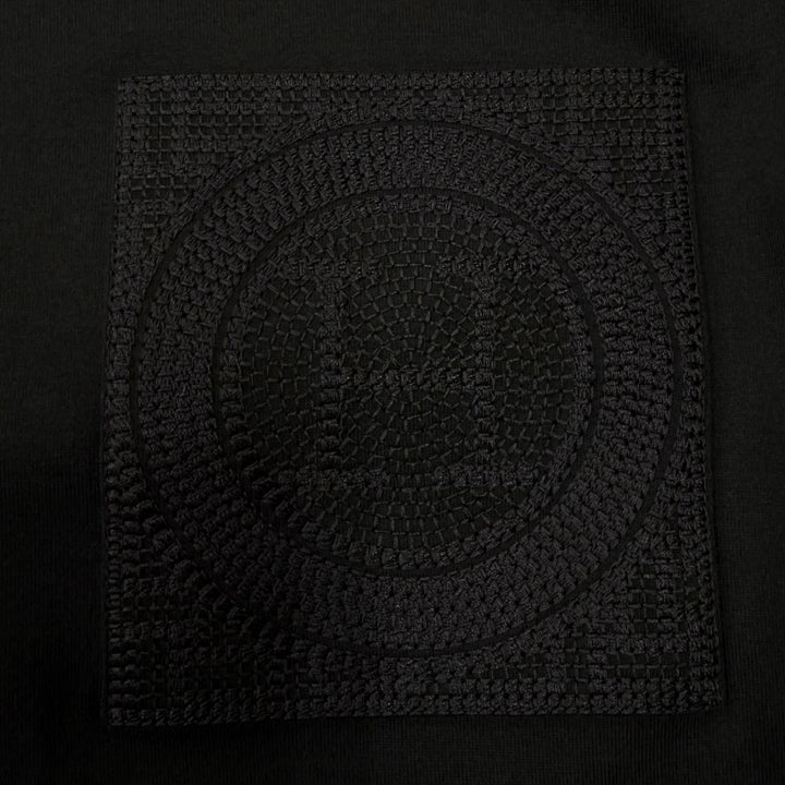 未使用品★HERMES エルメス 24AW コットン100％ 刺繍入りポケット 半袖 Tシャツ ワンピース ブラック 34 イタリア製 正規品 レディース