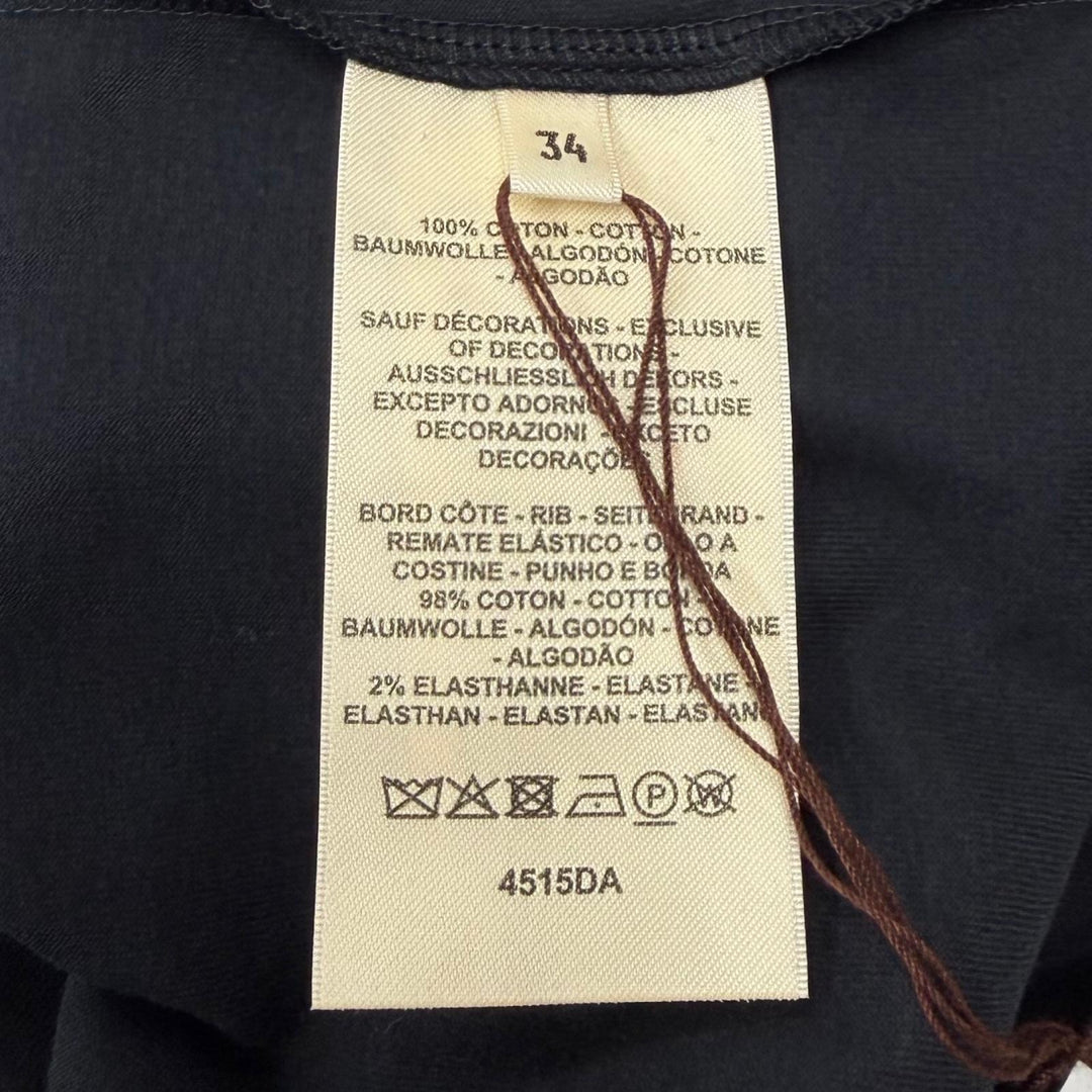 未使用品★HERMES エルメス 24AW コットン100％ 刺繍入りポケット 半袖 Tシャツ ワンピース ブラック 34 イタリア製 正規品 レディース