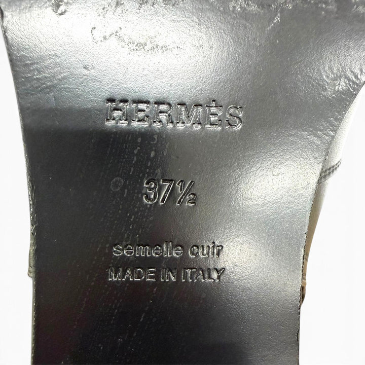 美品☆HERMES エルメス H222091Z フレンチ50 シルバー金具 ケリーバックル レザー ショートブーツ ブラック 37.5 イタリア製 レディース