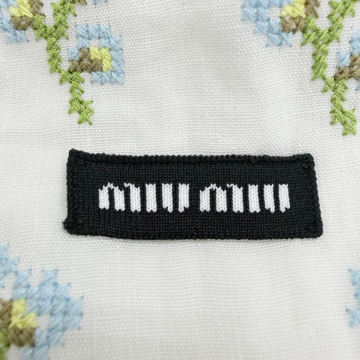 極美品☆MIUMIU ミュウミュウ 26SS 5HC502 2IHW リネン100％ 花柄デザイン刺繍入り ビーニー キャップ ホワイト S イタリア製 正規品