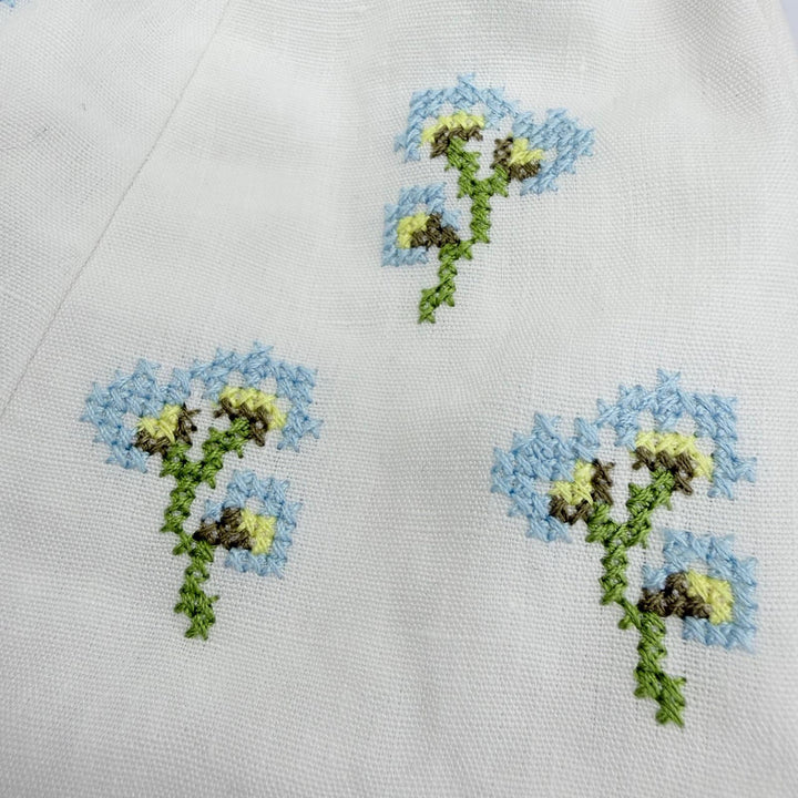 極美品☆MIUMIU ミュウミュウ 26SS 5HC502 2IHW リネン100％ 花柄デザイン刺繍入り ビーニー キャップ ホワイト S イタリア製 正規品