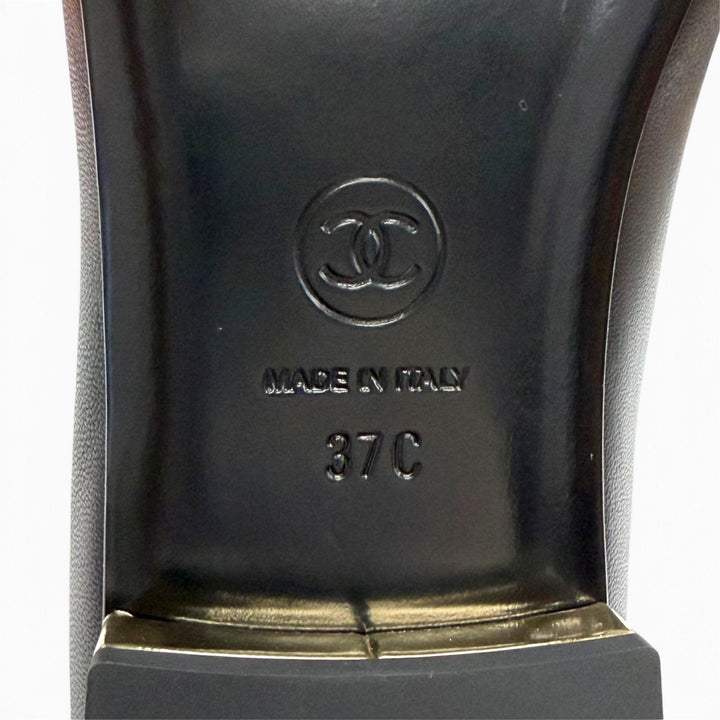 未使用品△CHANEL シャネル G45271 ココマーク オペラシューズ レザーシューズ ブラック ゴールド金具 37 伊製 レディース 保存袋付き