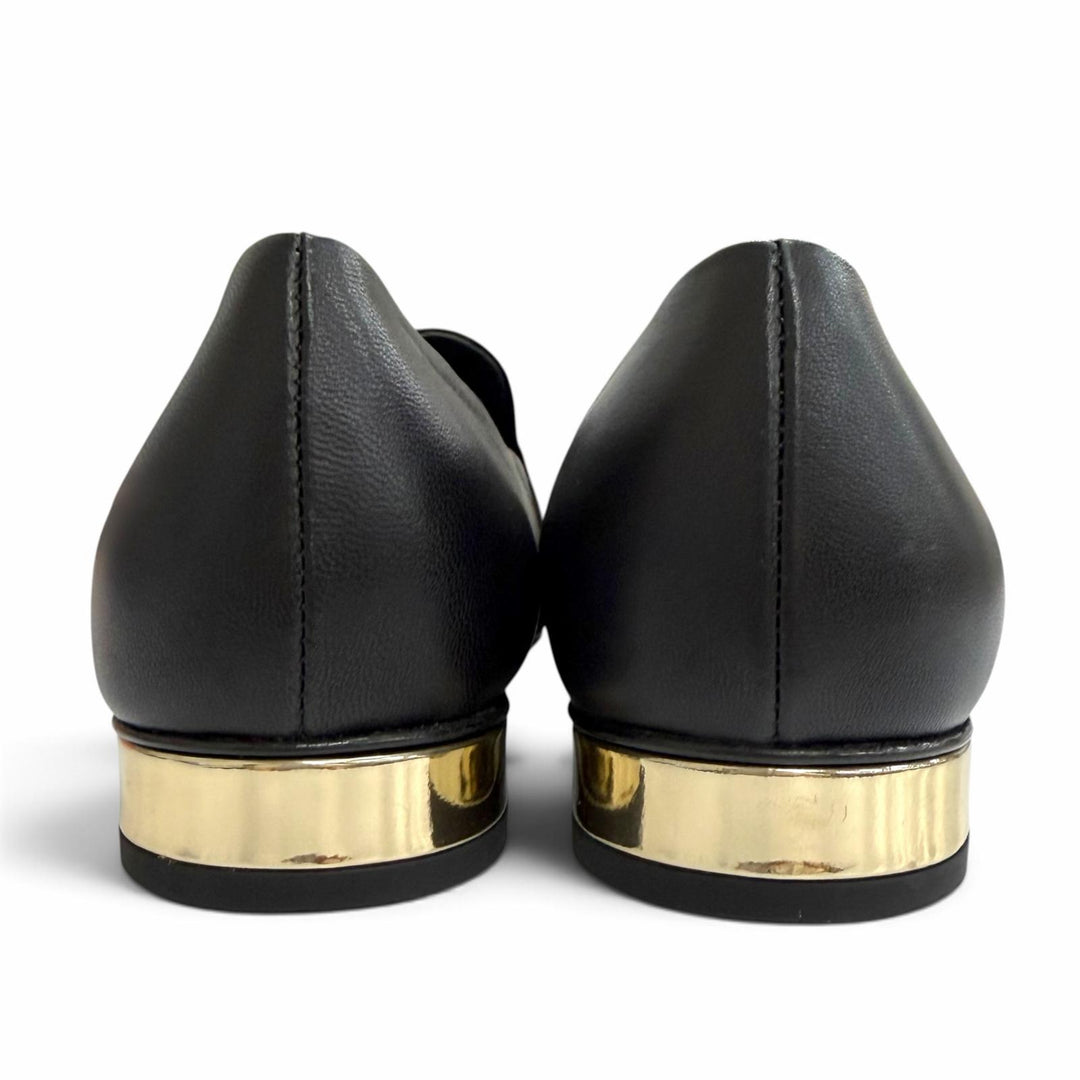 未使用品△CHANEL シャネル G45271 ココマーク オペラシューズ レザーシューズ ブラック ゴールド金具 37 伊製 レディース 保存袋付き