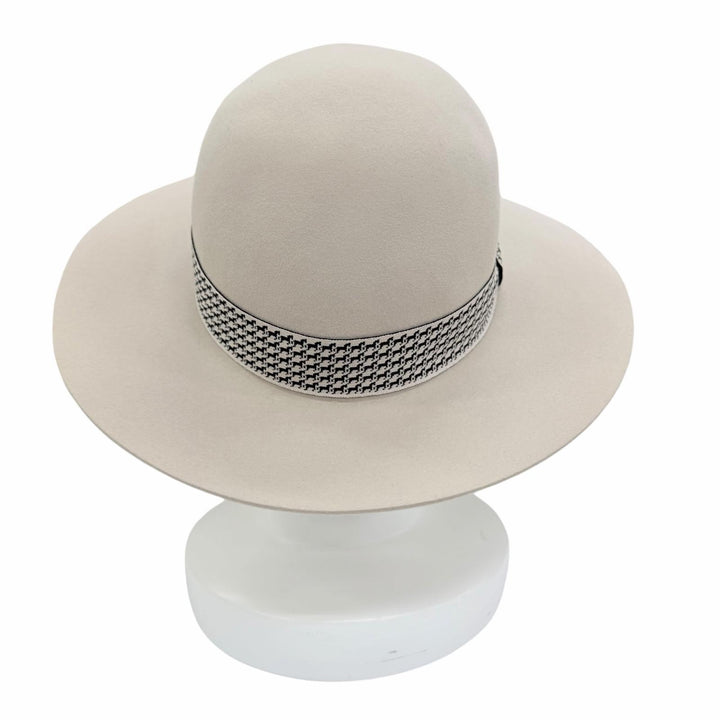 極美品☆HERMES エルメス Betty hat ベティハット ウール100％ ホース柄リボン ベージュ IT 58 イタリア製 正規品 レディース 保存袋付き