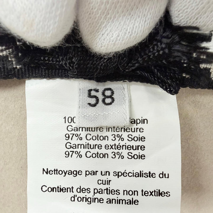 極美品☆HERMES エルメス Betty hat ベティハット ウール100％ ホース柄リボン ベージュ IT 58 イタリア製 正規品 レディース 保存袋付き