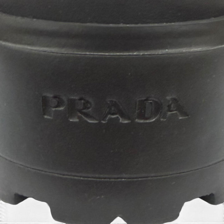 未使用品★PRADA プラダ 26SS 1XZ796 マテラッセレザー フラットフォームサンダル トライアングルロゴ ブラック 35.5 箱・袋付