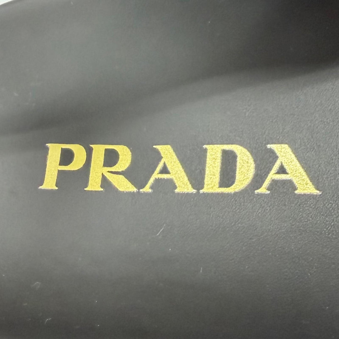 未使用品★PRADA プラダ 26SS 1XZ796 マテラッセレザー フラットフォームサンダル トライアングルロゴ ブラック 35.5 箱・袋付