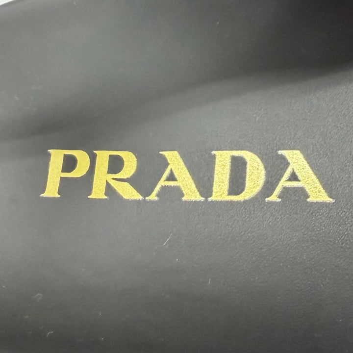 未使用品★PRADA プラダ 26SS 1XZ796 マテラッセレザー フラットフォームサンダル トライアングルロゴ ブラック 35.5 箱・袋付