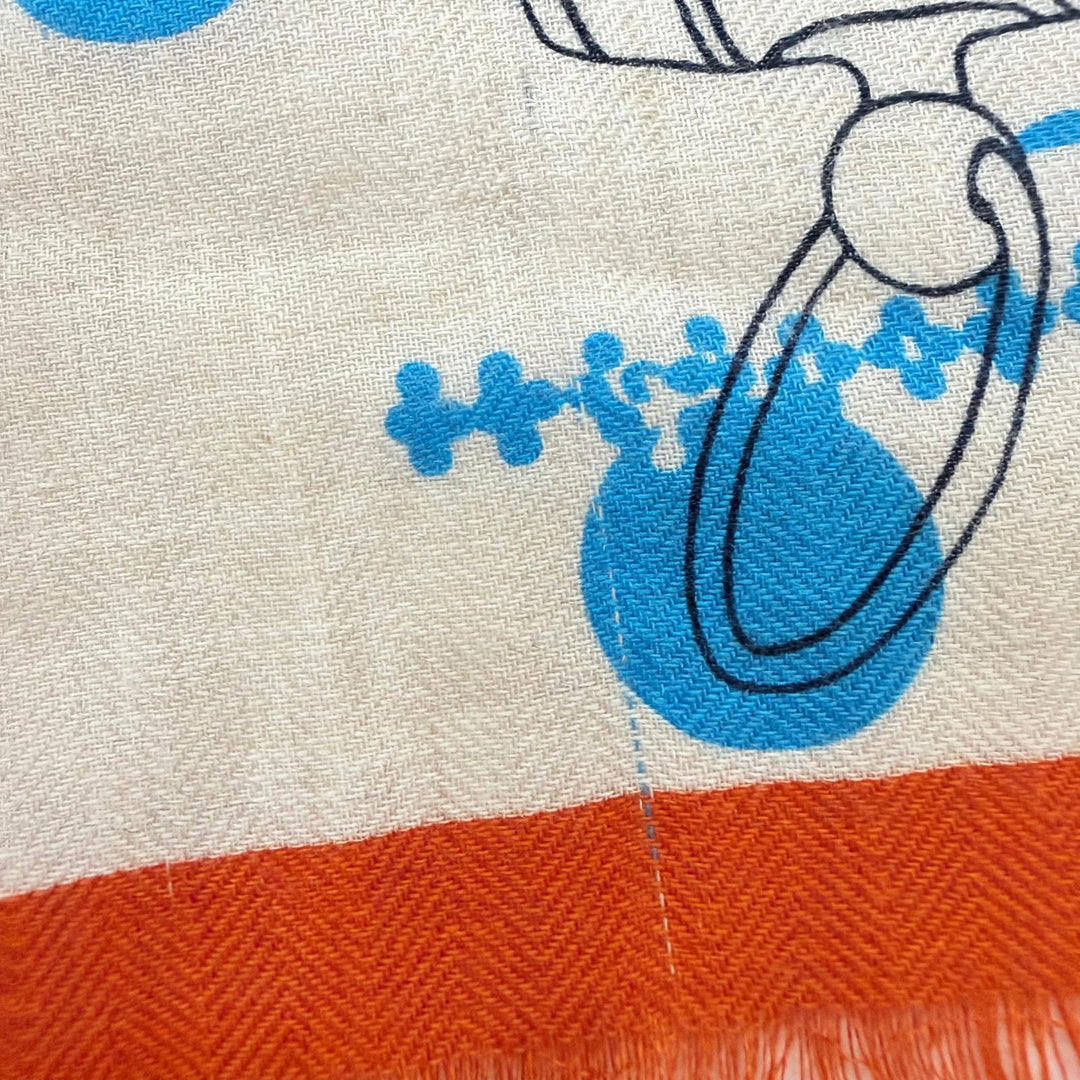 極美品☆HERMES エルメス レクタングル Colliers de Chiens Imprimeur Fou カシミヤ シルク 大判ショール ストール マルチ フランス製