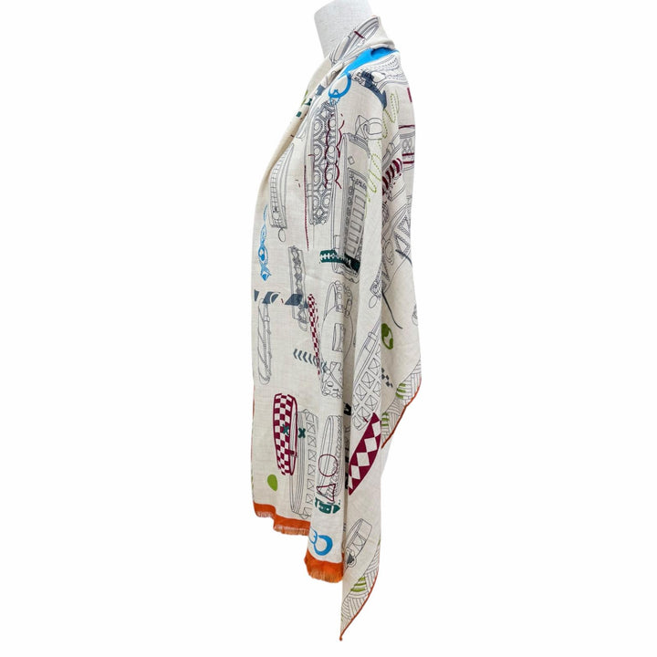 極美品☆HERMES エルメス レクタングル Colliers de Chiens Imprimeur Fou カシミヤ シルク 大判ショール ストール マルチ フランス製