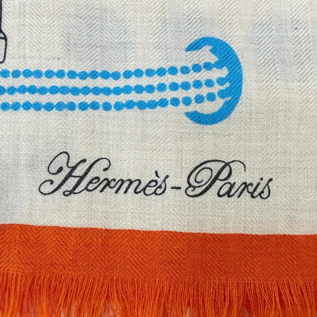 極美品☆HERMES エルメス レクタングル Colliers de Chiens Imprimeur Fou カシミヤ シルク 大判ショール ストール マルチ フランス製