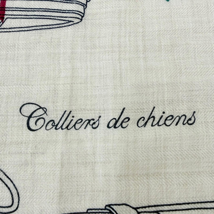 極美品☆HERMES エルメス レクタングル Colliers de Chiens Imprimeur Fou カシミヤ シルク 大判ショール ストール マルチ フランス製