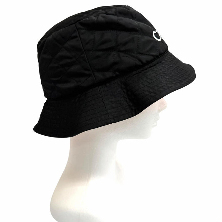 極美品□CELINE セリーヌ 2AUB0930C ロゴプリント キルティング バケットハット 帽子 ブラック オレンジ M フランス製 正規品 メンズ