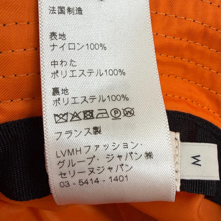 極美品□CELINE セリーヌ 2AUB0930C ロゴプリント キルティング バケットハット 帽子 ブラック オレンジ M フランス製 正規品 メンズ