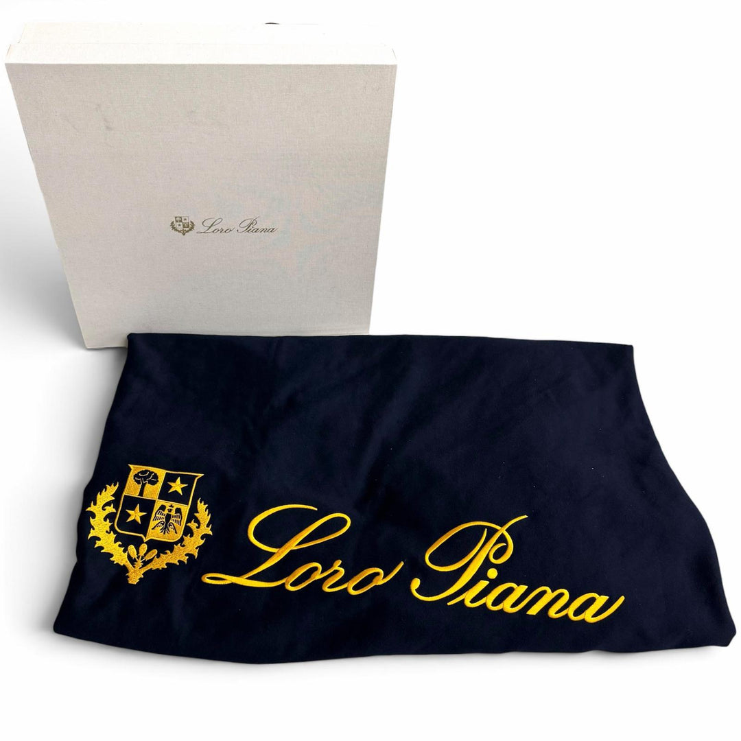 未使用品□Loro Piana ロロピアーナ カシミヤ ロゴエンブロイダリー 馬着 ホースラグ ベルテッド ブランケット ネイビー イタリア製