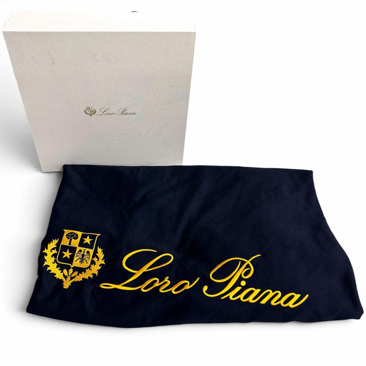 未使用品□Loro Piana ロロピアーナ カシミヤ ロゴエンブロイダリー 馬着 ホースラグ ベルテッド ブランケット ネイビー イタリア製