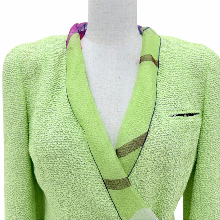 極美品☆CHANEL シャネル 00T P15494W02605 ココマークボタン ツイード ジャケット ライトグリーン FR 38 フランス製 レディース