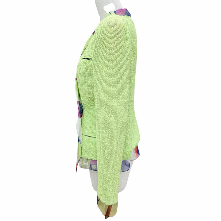 極美品☆CHANEL シャネル 00T P15494W02605 ココマークボタン ツイード ジャケット ライトグリーン FR 38 フランス製 レディース