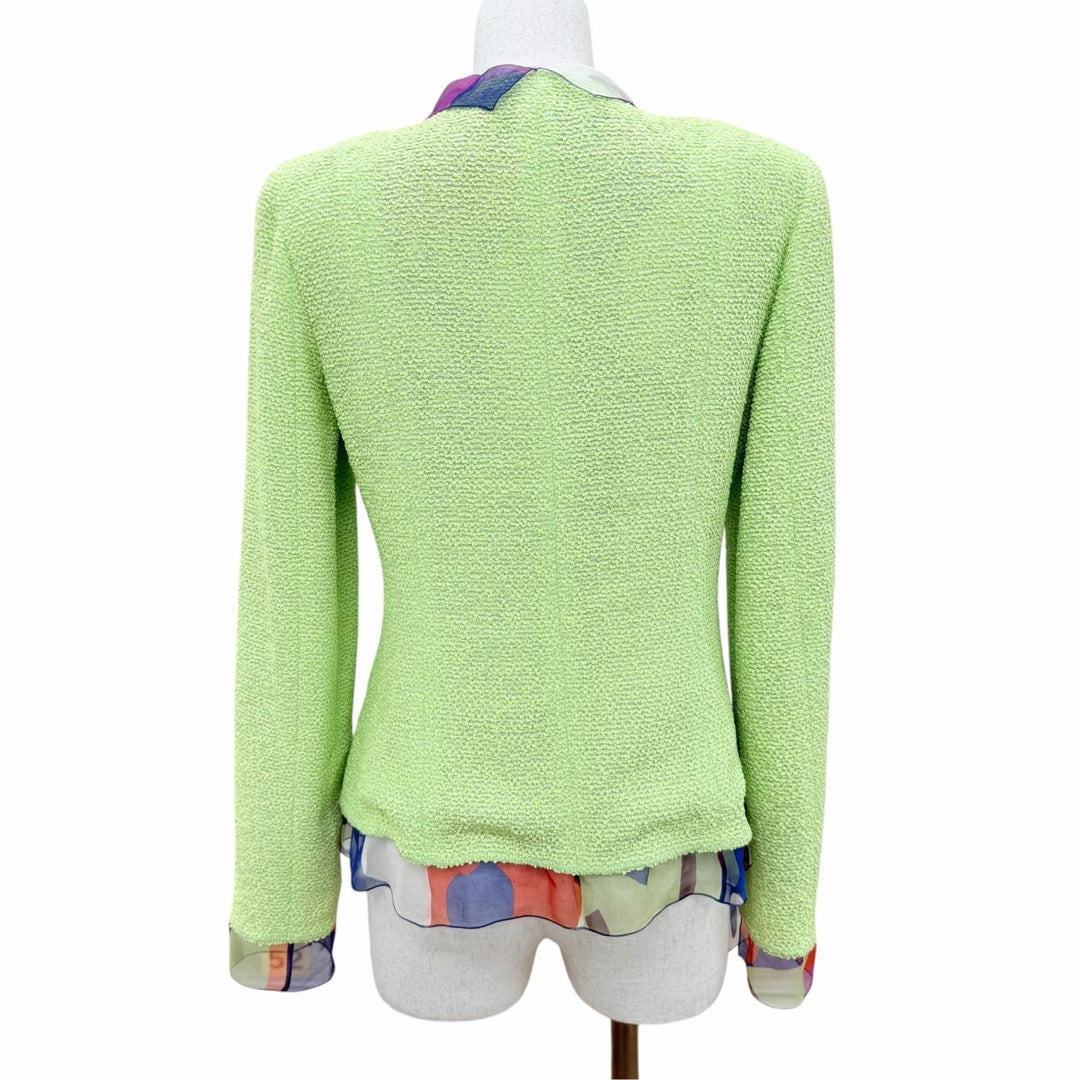 極美品☆CHANEL シャネル 00T P15494W02605 ココマークボタン ツイード ジャケット ライトグリーン FR 38 フランス製 レディース