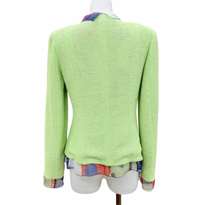 極美品☆CHANEL シャネル 00T P15494W02605 ココマークボタン ツイード ジャケット ライトグリーン FR 38 フランス製 レディース