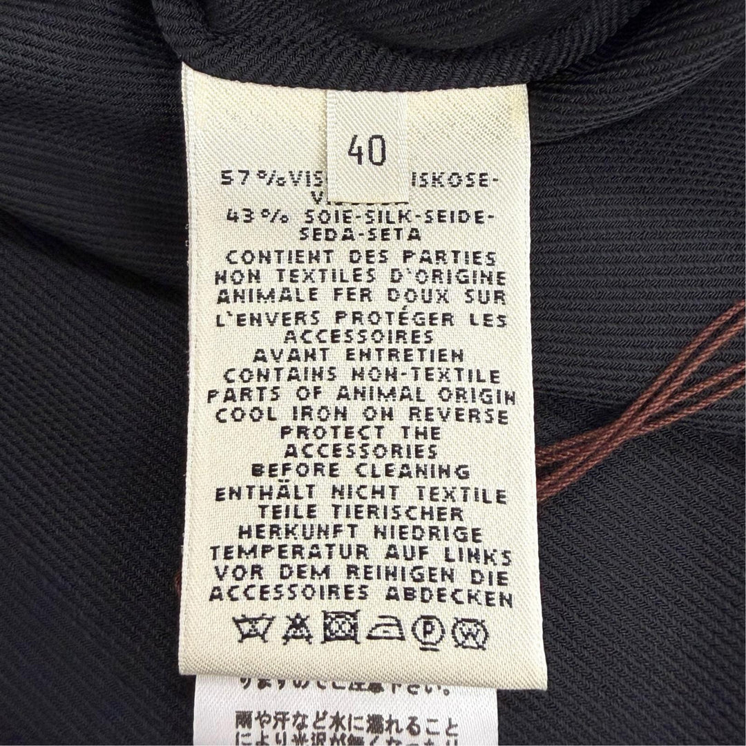 未使用品△HERMES エルメス シルク混 Hリフト金具 クルーネック キャップスリーブトップス ブラック FR 40 フランス製 正規品 レディース