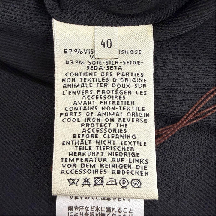 未使用品△HERMES エルメス シルク混 Hリフト金具 クルーネック キャップスリーブトップス ブラック FR 40 フランス製 正規品 レディース