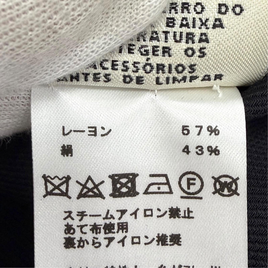 未使用品△HERMES エルメス シルク混 Hリフト金具 クルーネック キャップスリーブトップス ブラック FR 40 フランス製 正規品 レディース