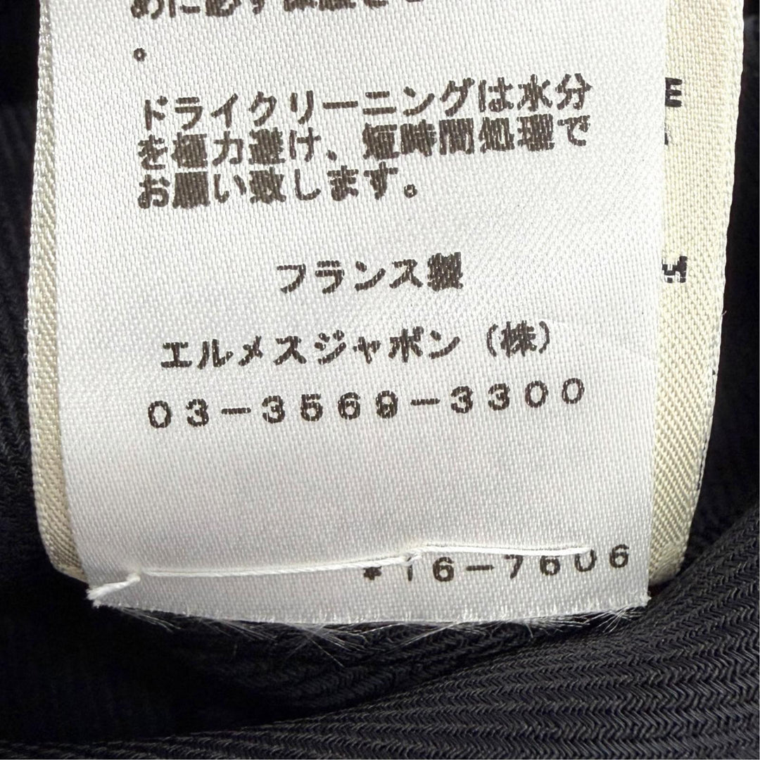 未使用品△HERMES エルメス シルク混 Hリフト金具 クルーネック キャップスリーブトップス ブラック FR 40 フランス製 正規品 レディース