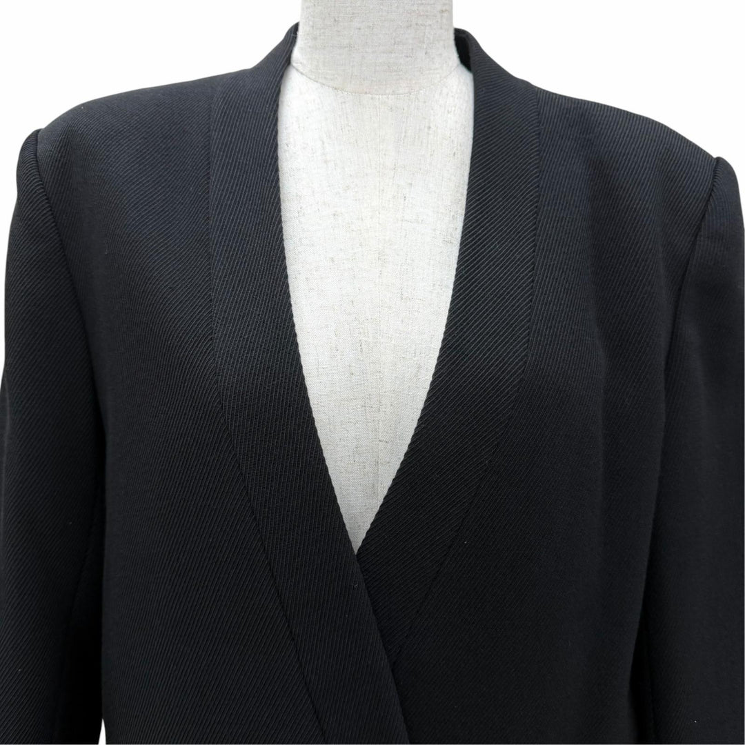 美品☆Jean Paul Gaultier FEMME ジャンポールゴルチエファム ウール シングル ノーカラージャケット ブラック 11 正規品 レディース