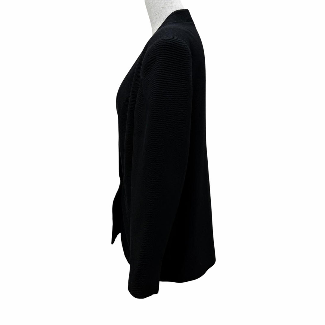 美品☆Jean Paul Gaultier FEMME ジャンポールゴルチエファム ウール シングル ノーカラージャケット ブラック 11 正規品 レディース