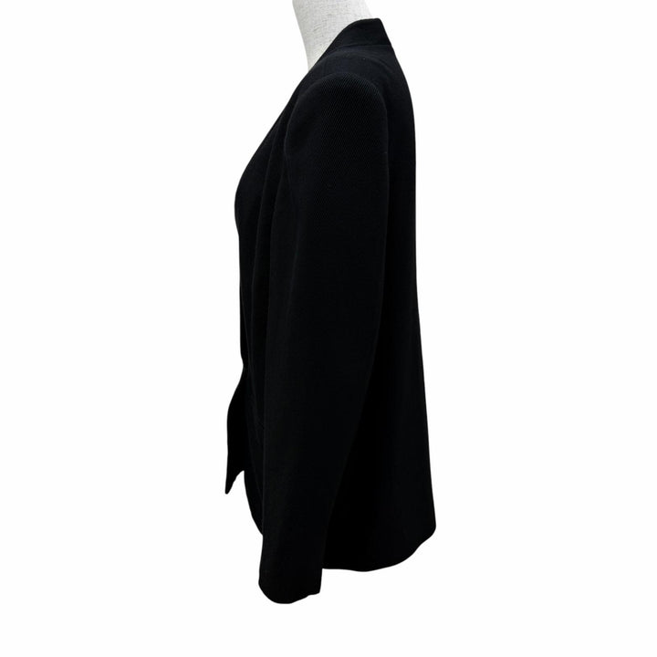 美品☆Jean Paul Gaultier FEMME ジャンポールゴルチエファム ウール シングル ノーカラージャケット ブラック 11 正規品 レディース
