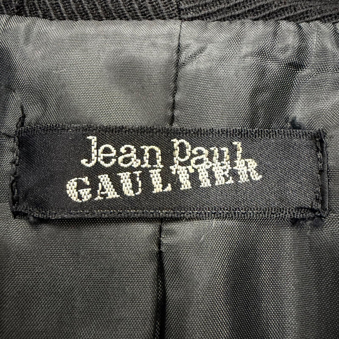 美品☆Jean Paul Gaultier FEMME ジャンポールゴルチエファム ウール シングル ノーカラージャケット ブラック 11 正規品 レディース