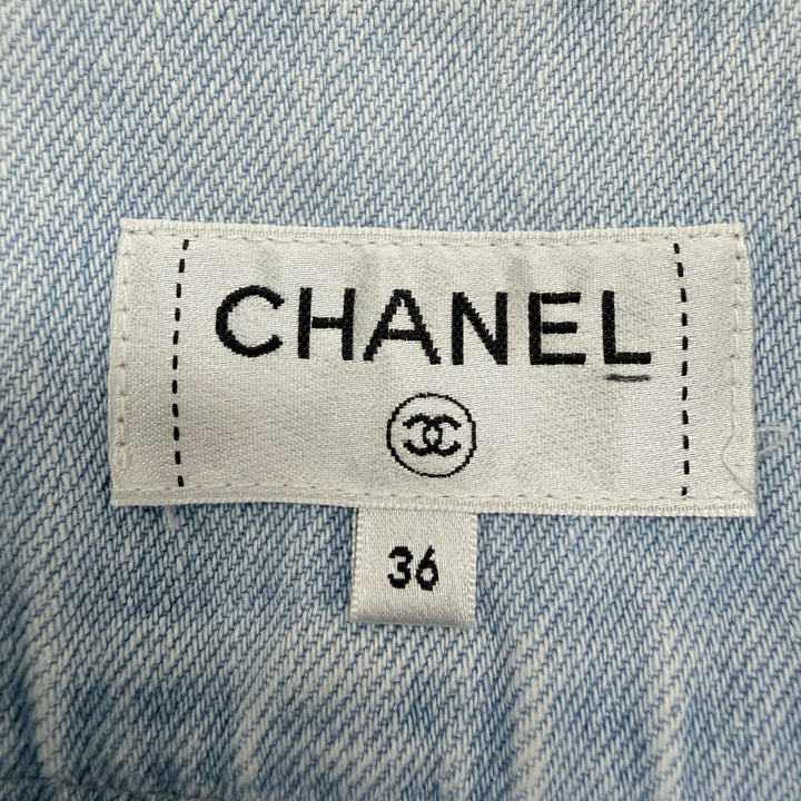 極美品☆CHANEL シャネル P58766V44707 ストライプ デニムスカート フレアスカート インディゴ IT 36 イタリア製 正規品 レディース