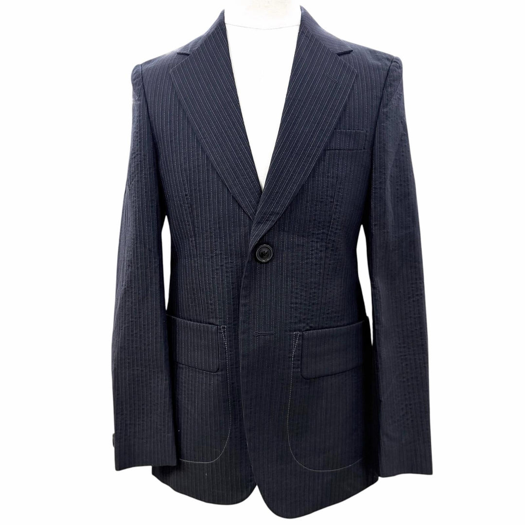 極美品▼Maison Margiela 14 メゾンマルジェラ14 S50FT0107 ストライプ シングルスーツ セットアップ ネイビー IT 46 伊製 正規品 メンズ