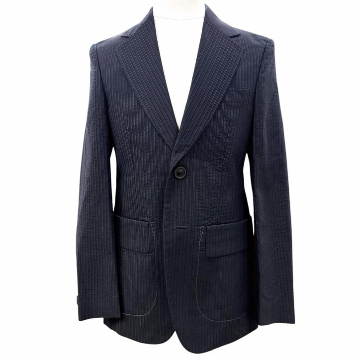 極美品▼Maison Margiela 14 メゾンマルジェラ14 S50FT0107 ストライプ シングルスーツ セットアップ ネイビー IT 46 伊製 正規品 メンズ