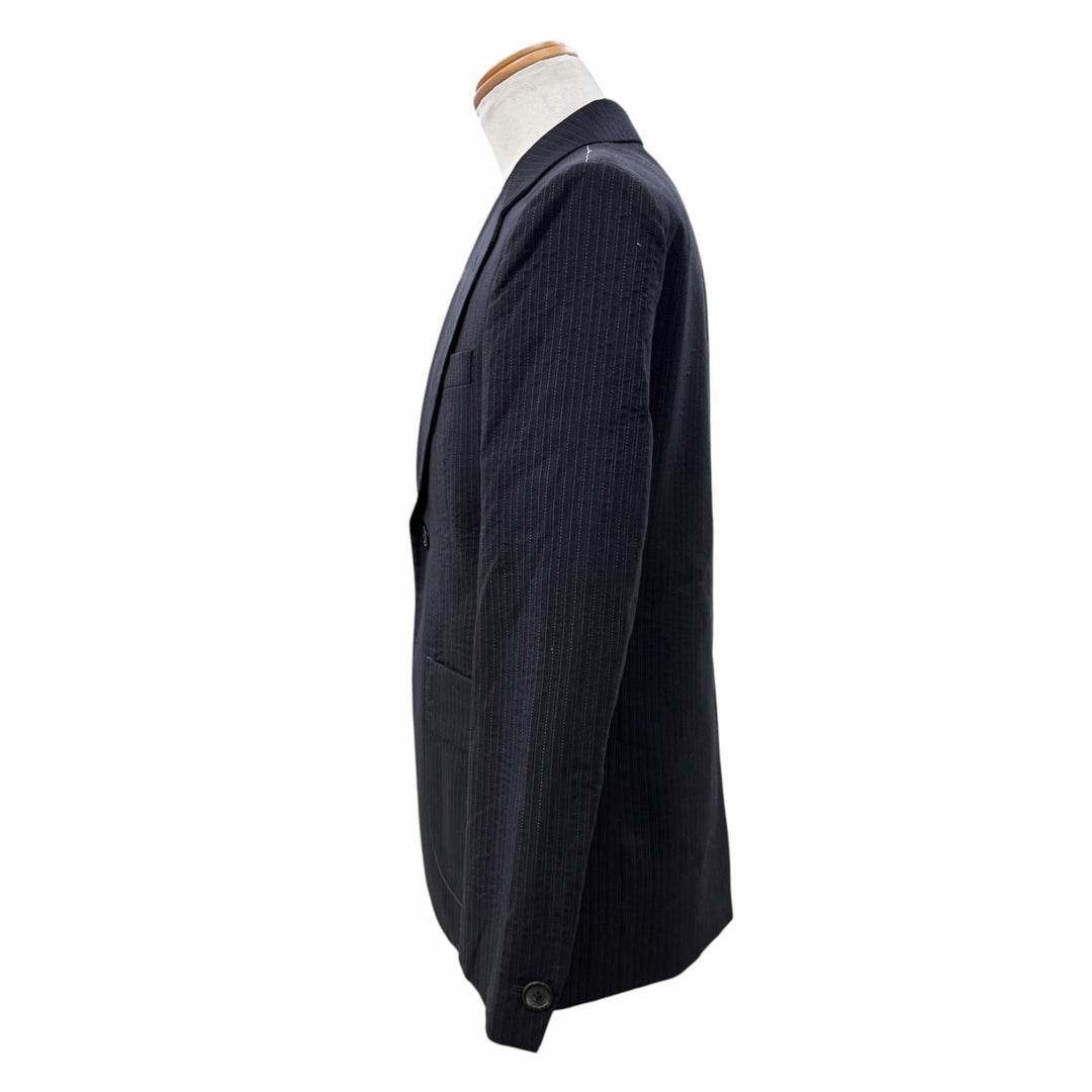 極美品▼Maison Margiela 14 メゾンマルジェラ14 S50FT0107 ストライプ シングルスーツ セットアップ ネイビー IT 46 伊製 正規品 メンズ