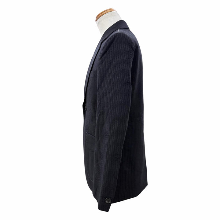 極美品▼Maison Margiela 14 メゾンマルジェラ14 S50FT0107 ストライプ シングルスーツ セットアップ ネイビー IT 46 伊製 正規品 メンズ