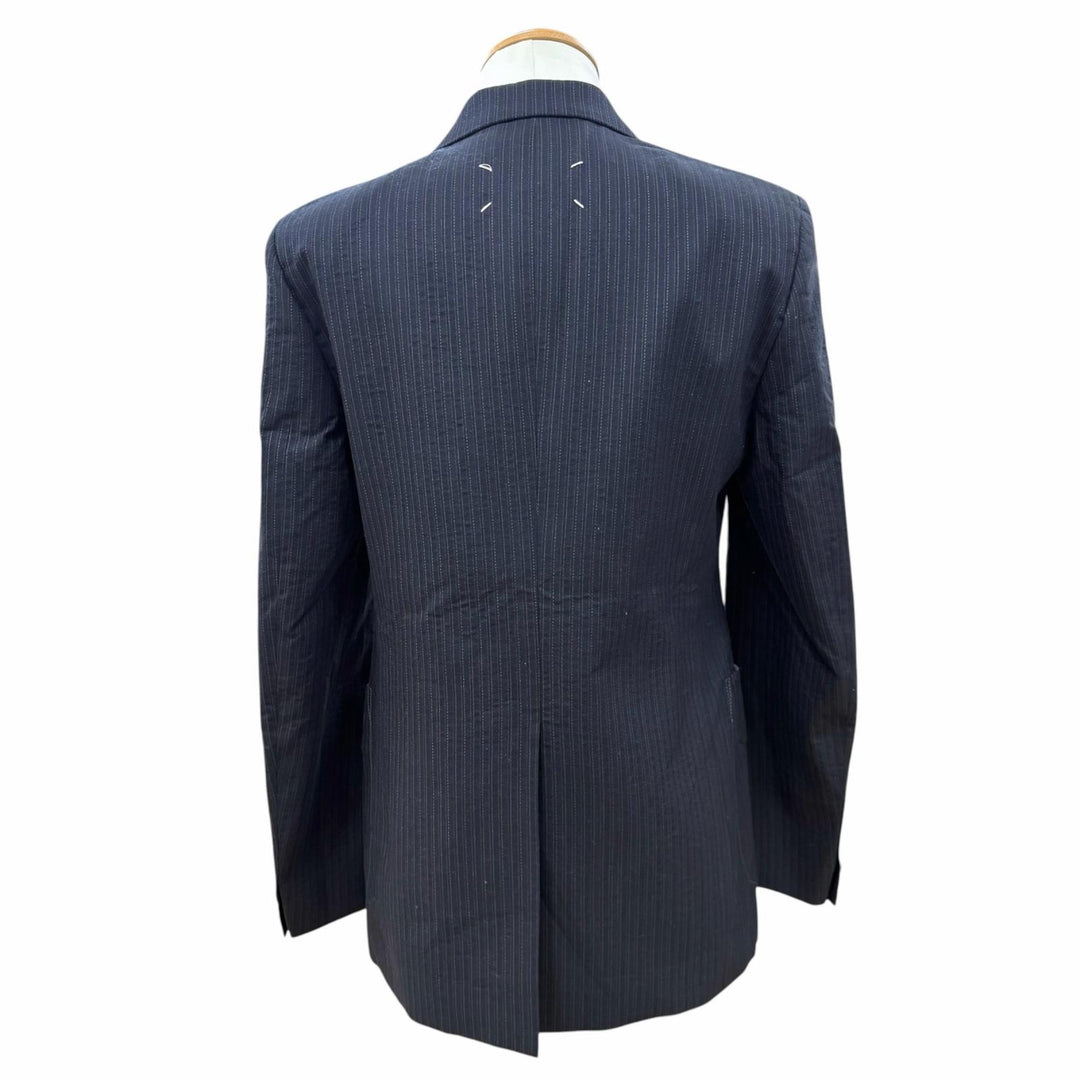 極美品▼Maison Margiela 14 メゾンマルジェラ14 S50FT0107 ストライプ シングルスーツ セットアップ ネイビー IT 46 伊製 正規品 メンズ