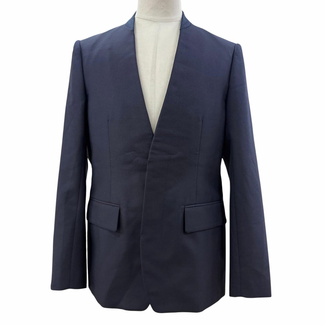 極美品▼Maison Margiela 14 メゾンマルジェラ14 S30BN0487 ウール100% 比翼仕立て シングル ノーカラー テーラードジャケット 46 正規品