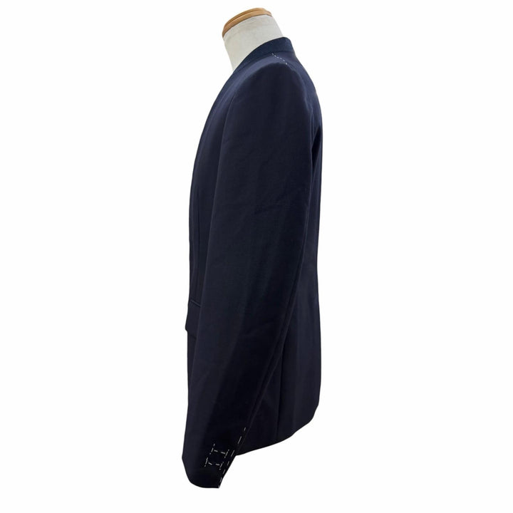 極美品▼Maison Margiela 14 メゾンマルジェラ14 S30BN0487 ウール100% 比翼仕立て シングル ノーカラー テーラードジャケット 46 正規品