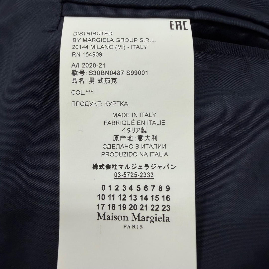 極美品▼Maison Margiela 14 メゾンマルジェラ14 S30BN0487 ウール100% 比翼仕立て シングル ノーカラー テーラードジャケット 46 正規品