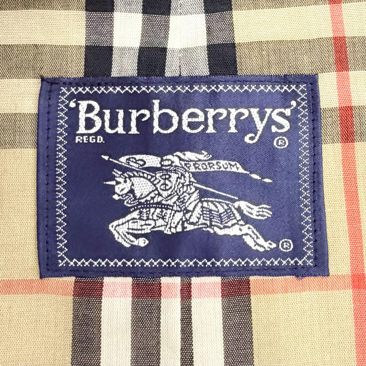 美品△Burberrys バーバリー ヴィンテージ コットン 裏地ノバチェック柄 ベルト付き ロングトレンチコート ベージュ 32 SHORT メンズ