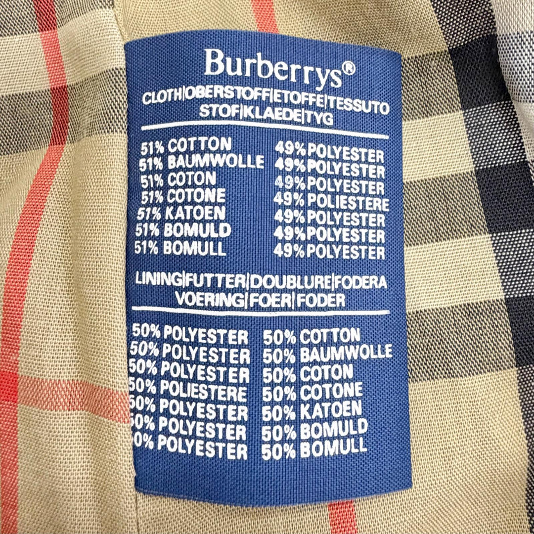 美品△Burberrys バーバリー ヴィンテージ コットン 裏地ノバチェック柄 ベルト付き ロングトレンチコート ベージュ 32 SHORT メンズ