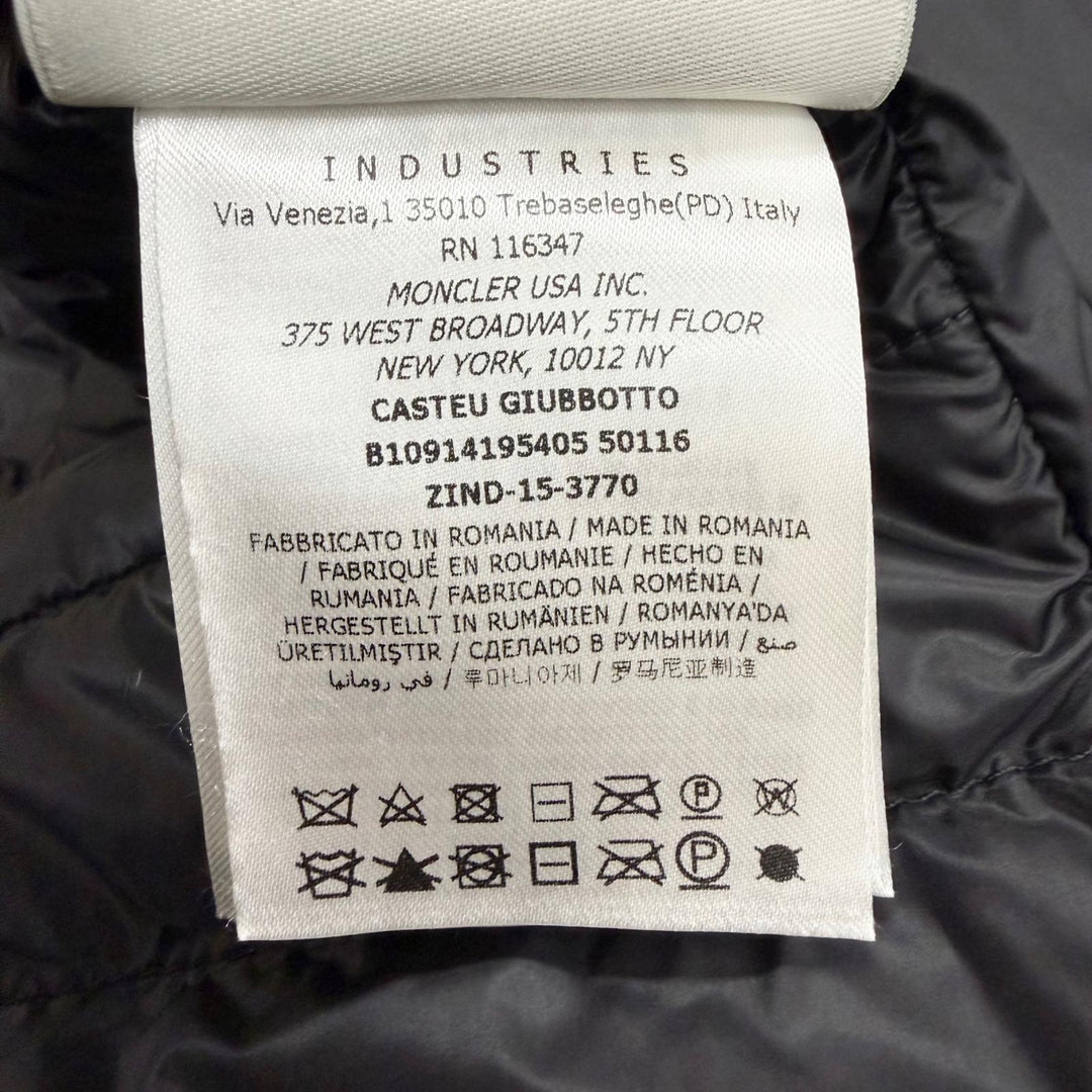 美品□MONCLER モンクレール CASTEU GIUBBOTTO ラムレザー スタンドカラー ダウンジャケット ブラック 3 ルーマニア製 正規品 メンズ