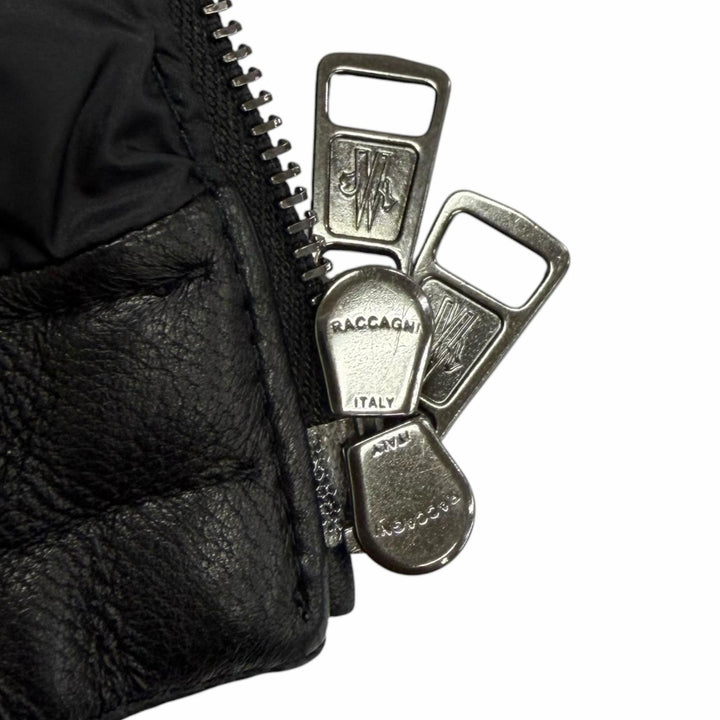 美品□MONCLER モンクレール CASTEU GIUBBOTTO ラムレザー スタンドカラー ダウンジャケット ブラック 3 ルーマニア製 正規品 メンズ
