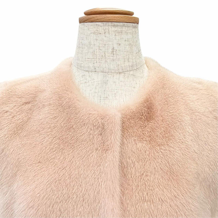 未使用品△Brunello Cucinelli ブルネロクチネリ M0PVI2849 ミンクファー ノーカラー ジレ ベスト ピンク IT 38 イタリア製 ガーメント付