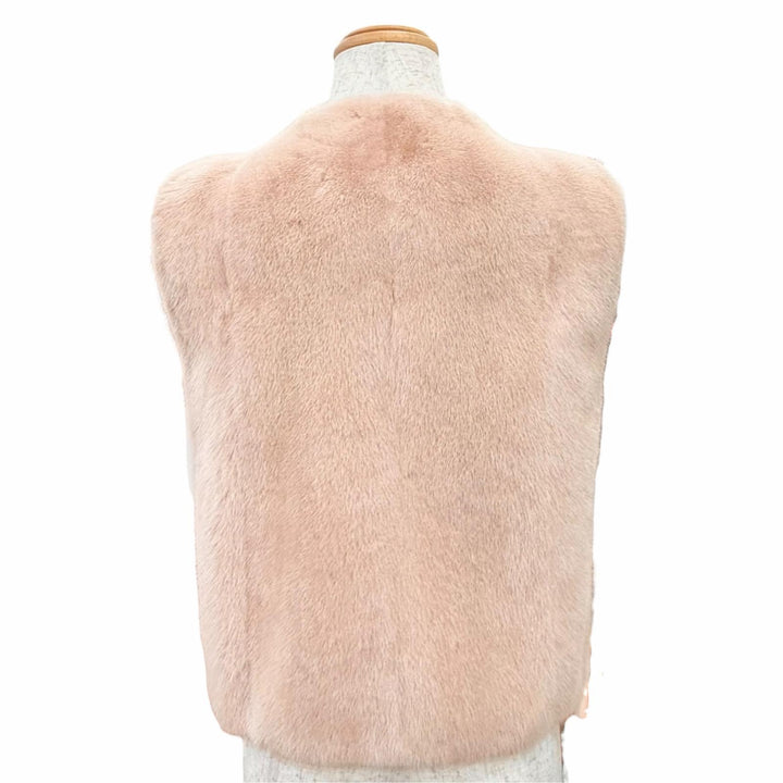 未使用品△Brunello Cucinelli ブルネロクチネリ M0PVI2849 ミンクファー ノーカラー ジレ ベスト ピンク IT 38 イタリア製 ガーメント付