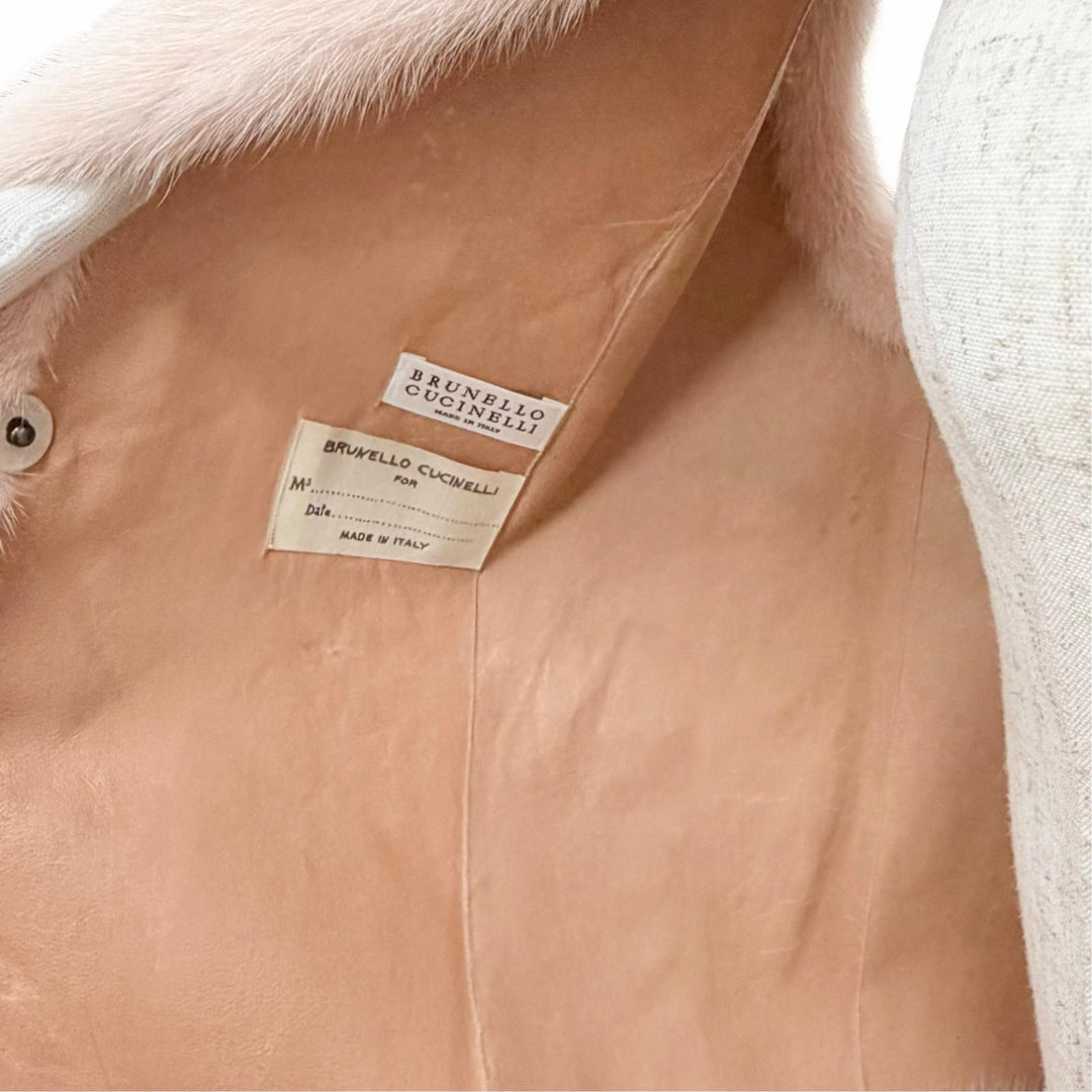 未使用品△Brunello Cucinelli ブルネロクチネリ M0PVI2849 ミンクファー ノーカラー ジレ ベスト ピンク IT 38 イタリア製 ガーメント付