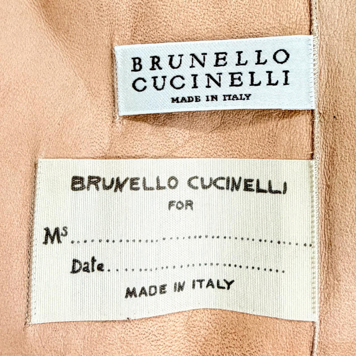 未使用品△Brunello Cucinelli ブルネロクチネリ M0PVI2849 ミンクファー ノーカラー ジレ ベスト ピンク IT 38 イタリア製 ガーメント付